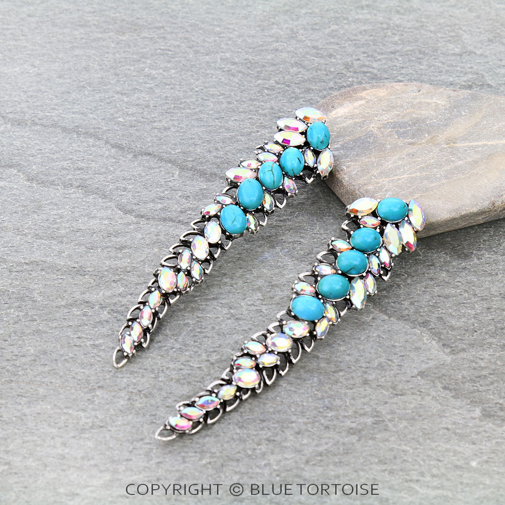 Western Feather Stone Stud Earrings