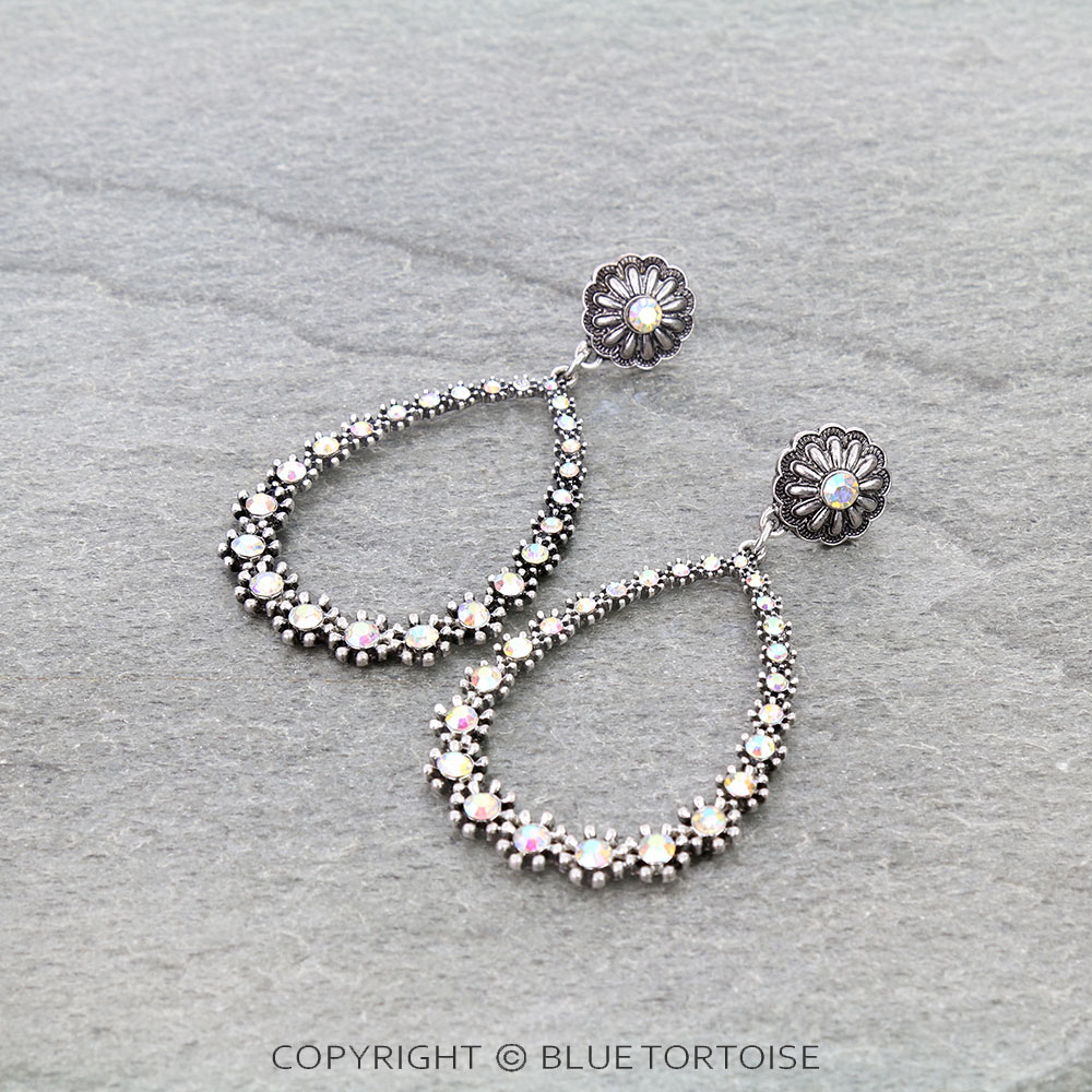 Western Style Teardrop with Concho Stud Earrings