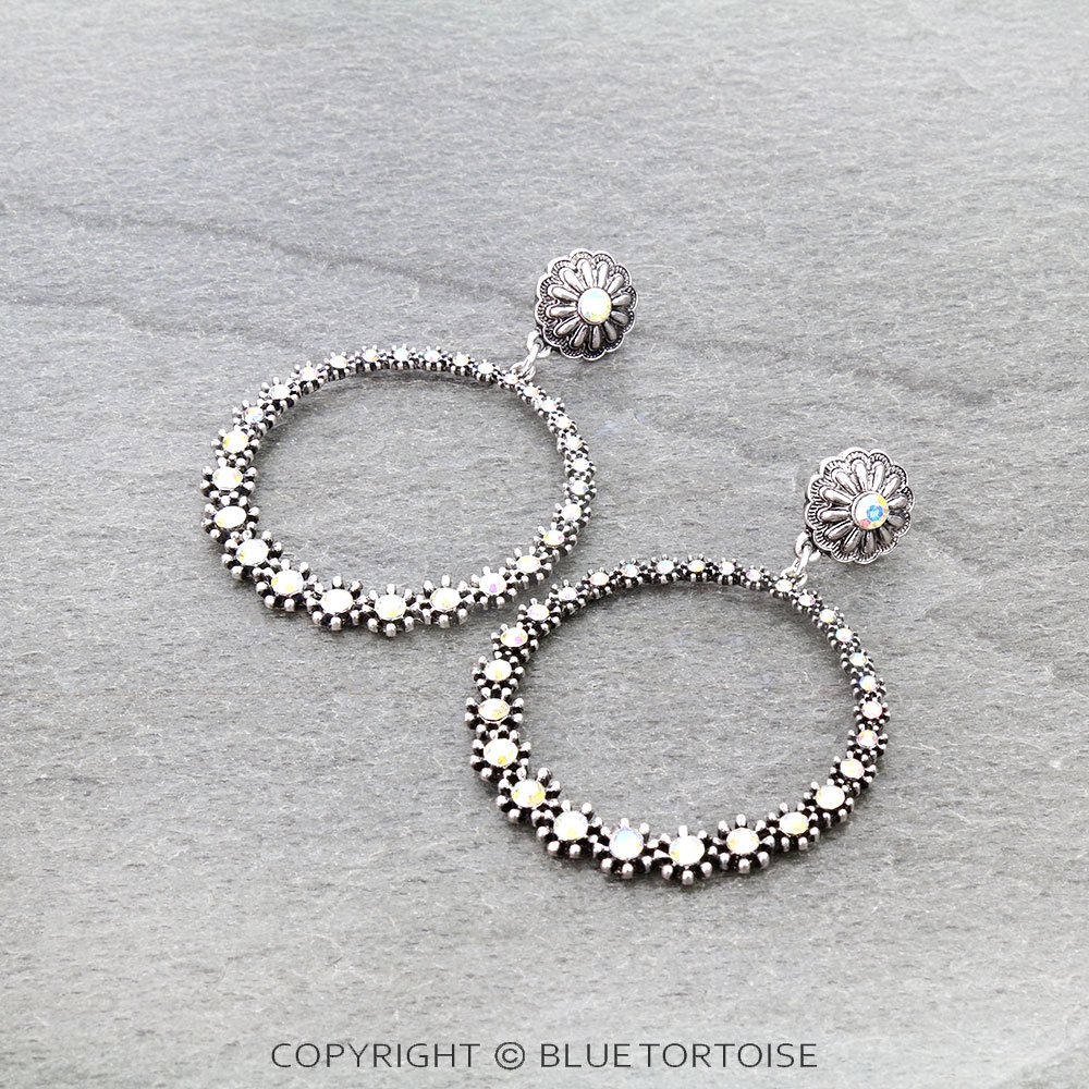 Western Style Round with Concho Stud Earrings