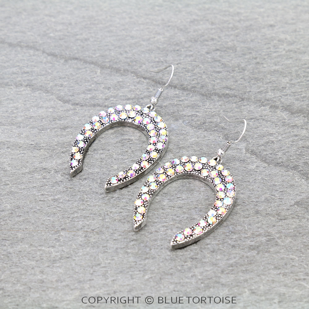 Western Horseshoe Stone Dangle Earrings