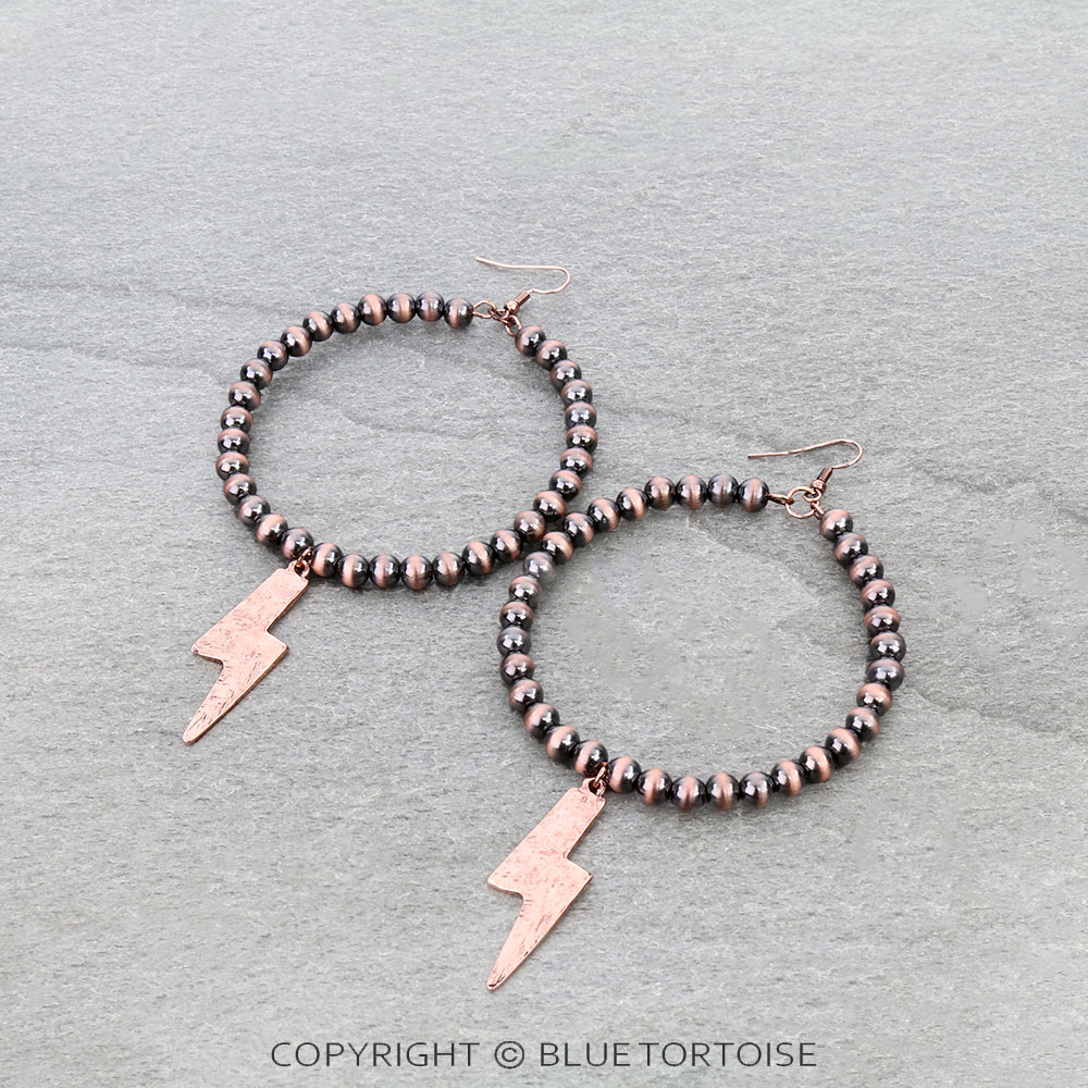 Navajo Style Pearl with Thunder Dangle Earrings