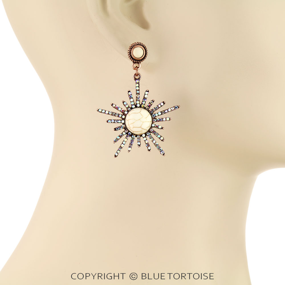 Western Style Stone Stud Earrings - Image 2