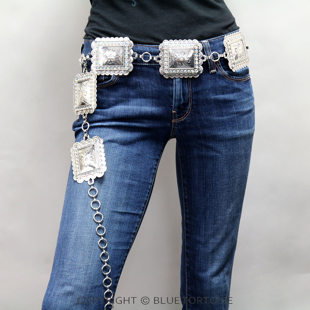 Lightweight! Rectangle Concho AB Stone Belt - Image 2
