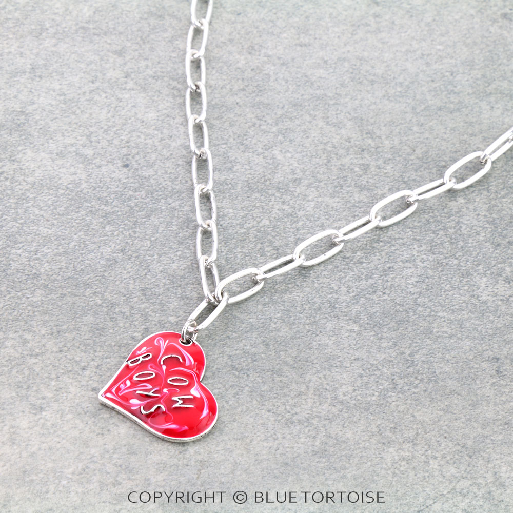 Heart Shape Cowboys Pendant Necklace - Image 3