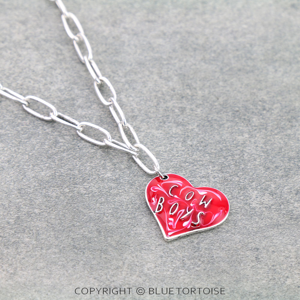 Heart Shape Cowboys Pendant Necklace - Image 4