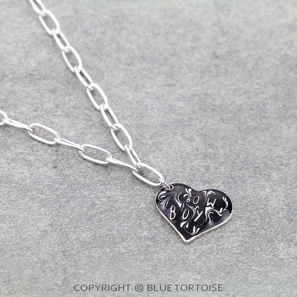 Heart Shape Cowboys Pendant Necklace - Image 4