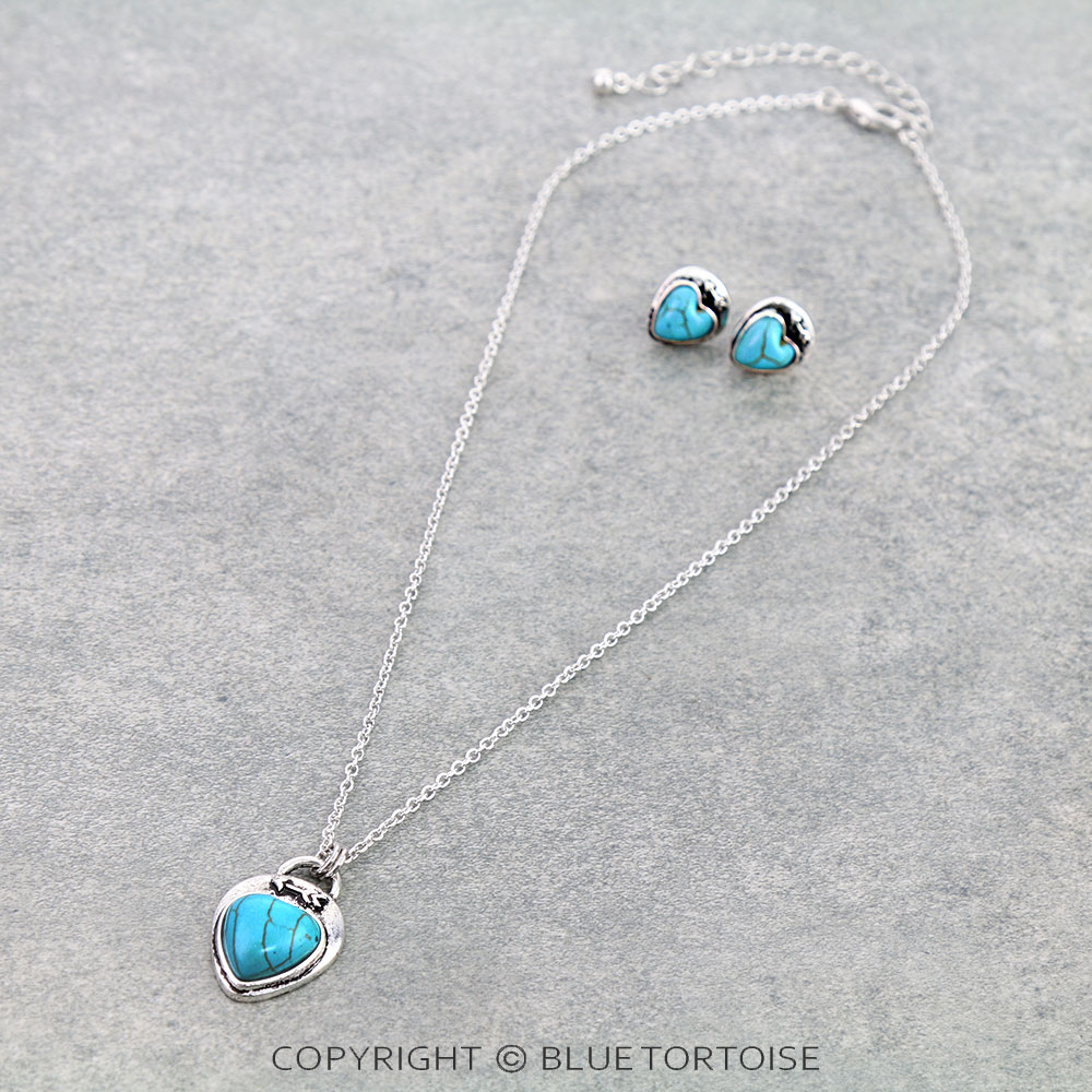 Arrow Theme Heart Stone Pendant Necklace