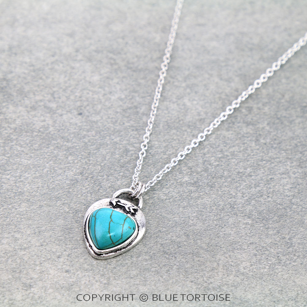 Arrow Theme Heart Stone Pendant Necklace - Image 3