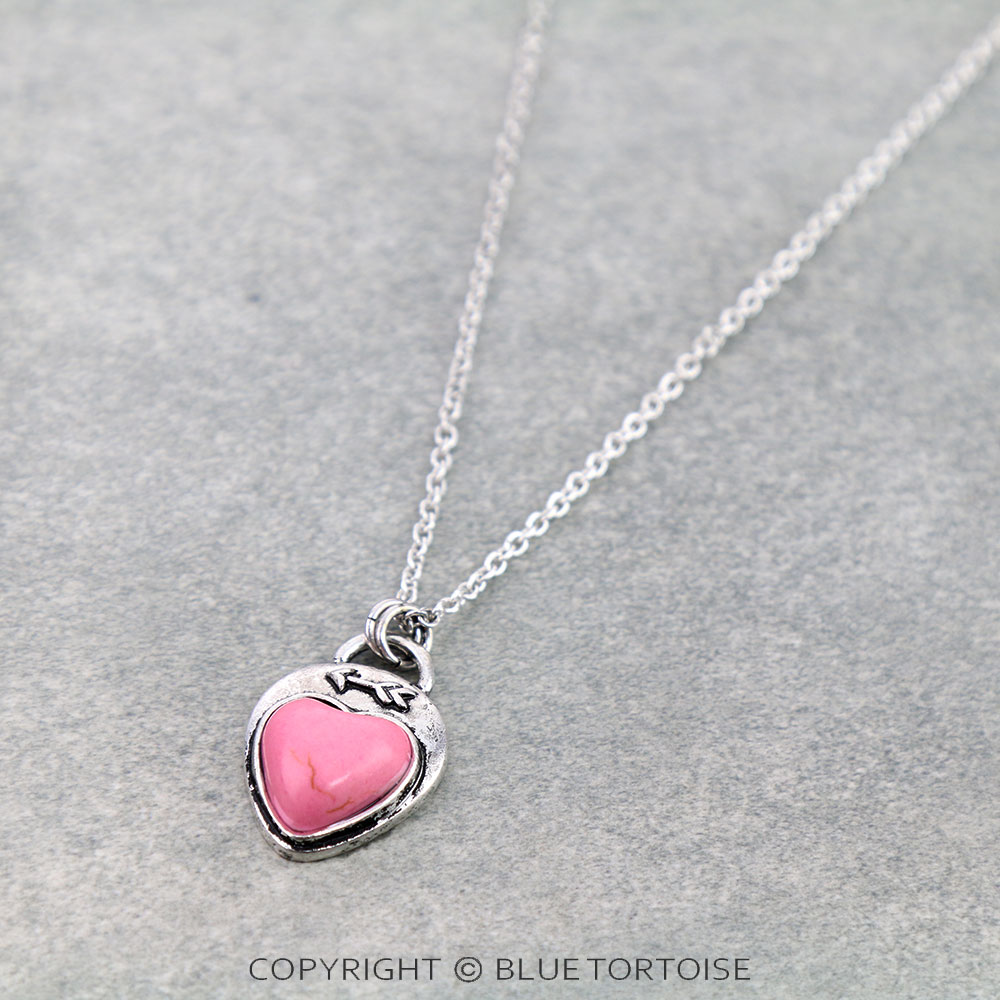 Arrow Theme Heart Stone Pendant Necklace - Image 3