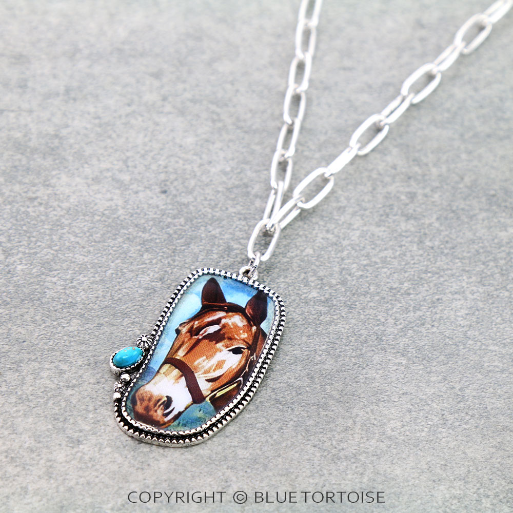 Western Horse Portrait Pendant Necklace - Image 3