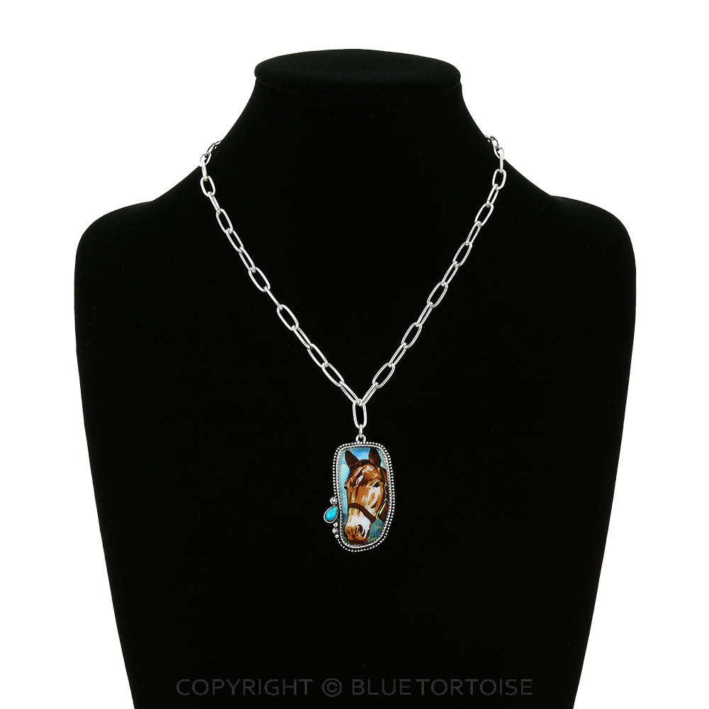 Western Horse Portrait Pendant Necklace - Image 2