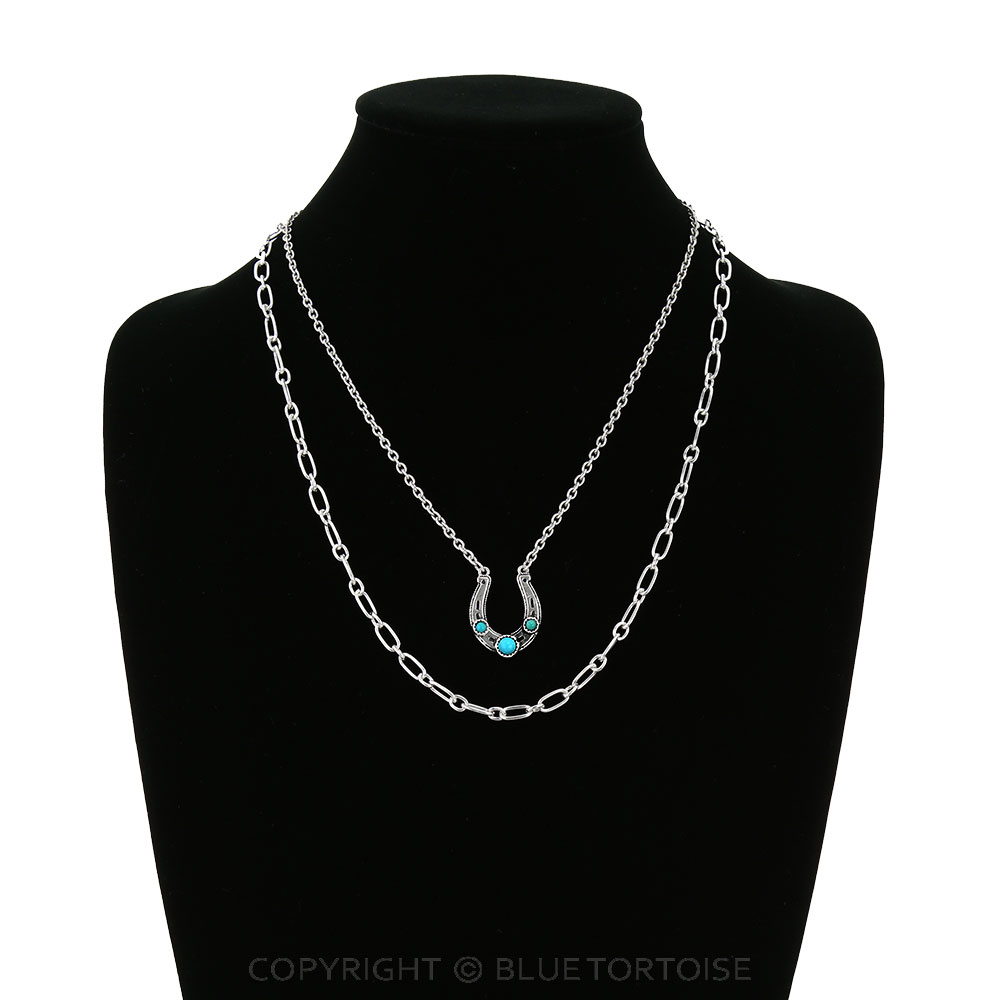 2 Layered Western Horseshoe Pendant Necklace - Image 2