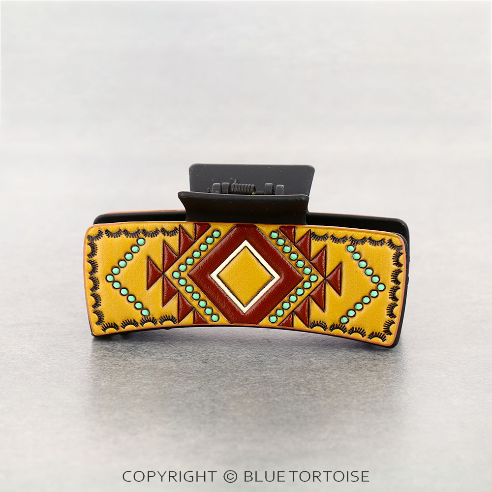 Large Western Aztec Pattern Hair Claw Clip - Image 2