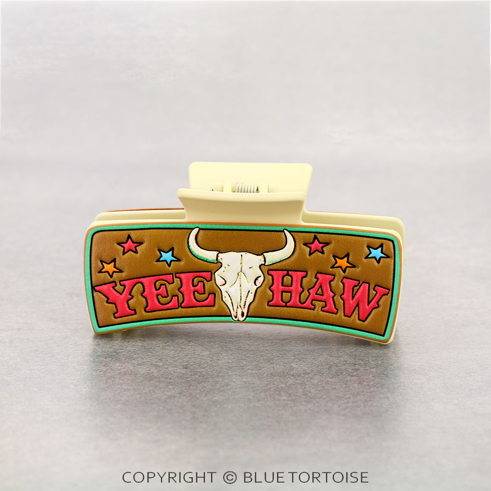 Large Western YEE HAW Pattern Hair Claw Clip - Image 2