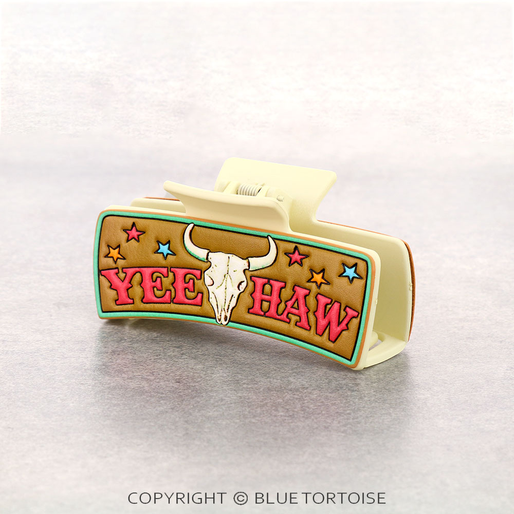 Large Western YEE HAW Pattern Hair Claw Clip