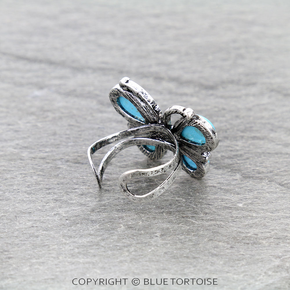 Western Butterfly Stone Cuff Ring - Image 3