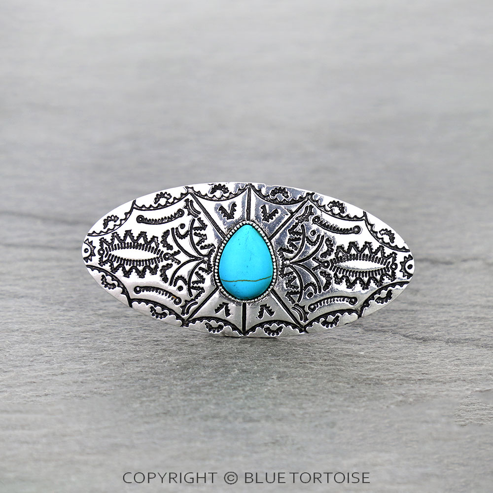 Western Pattern Oval Hair Barrette