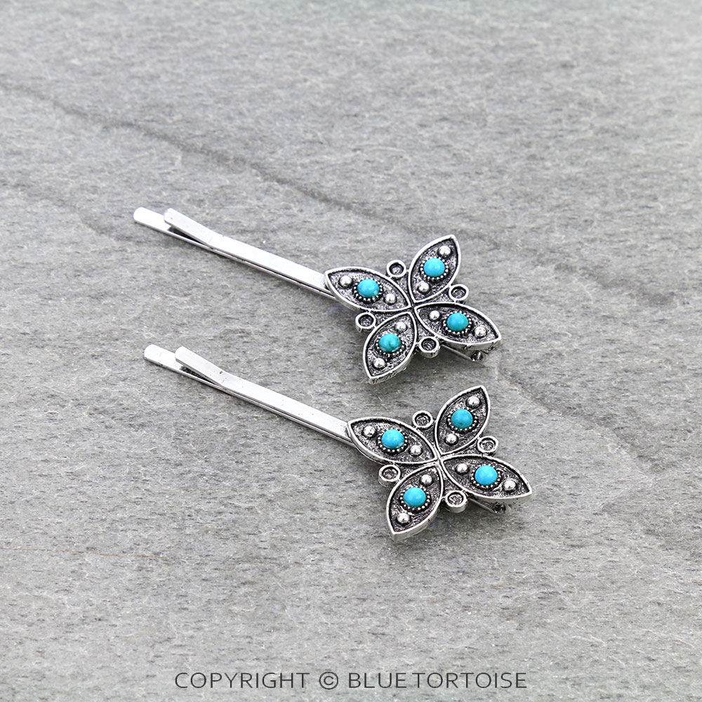 Western Design Stone Bobby Pins, Set of 2