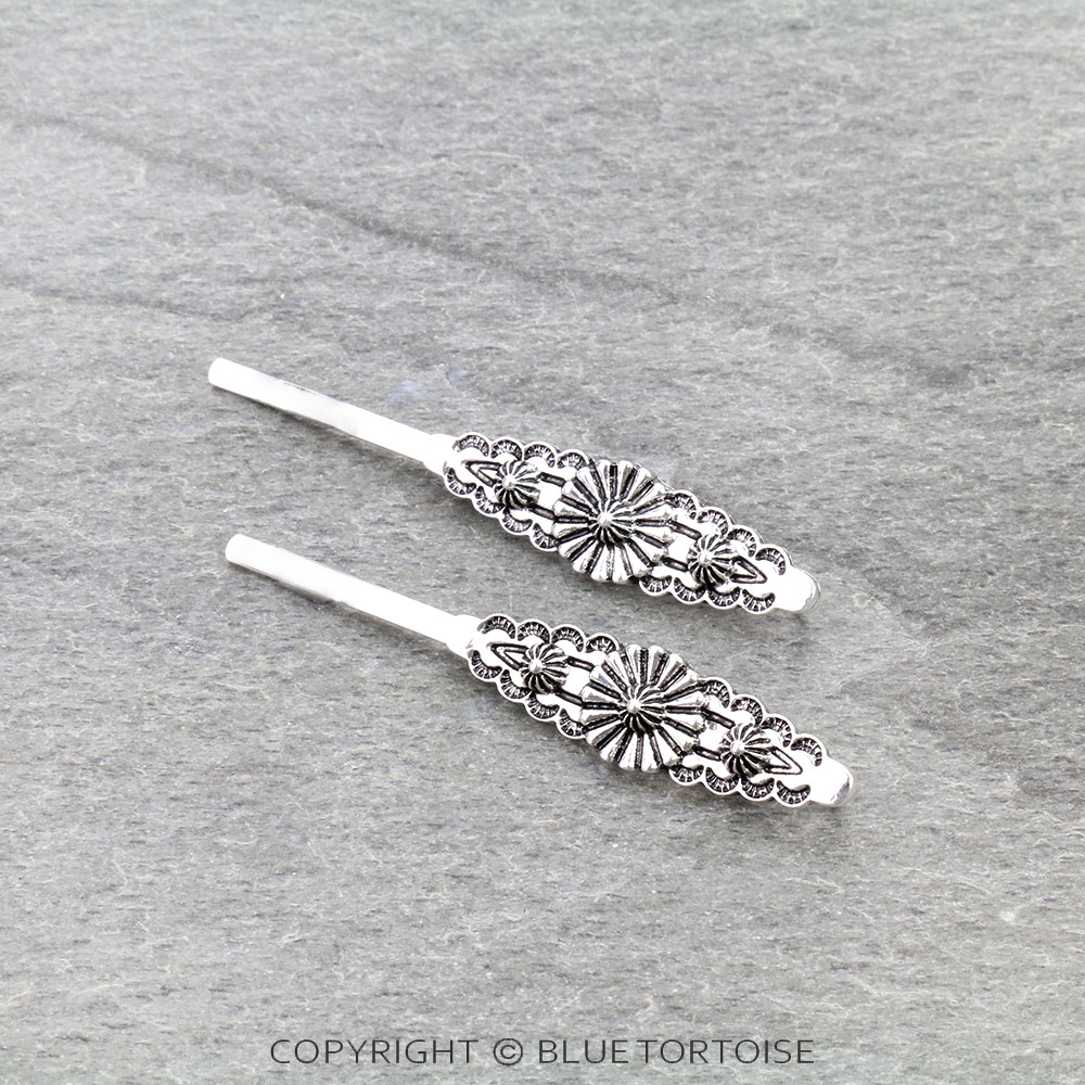 Western Design Stone Bobby Pins, Set of 2