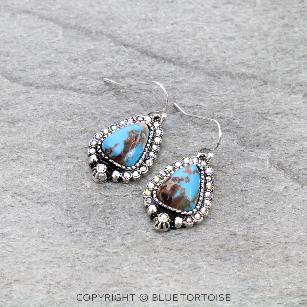 Western Hand Stone Dangle Earrings