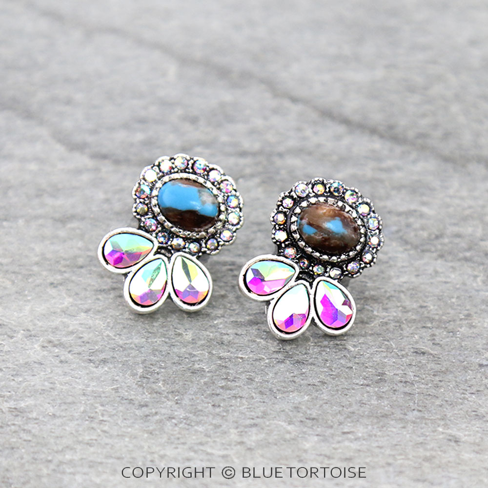 Western Hand Stone Stud Earrings