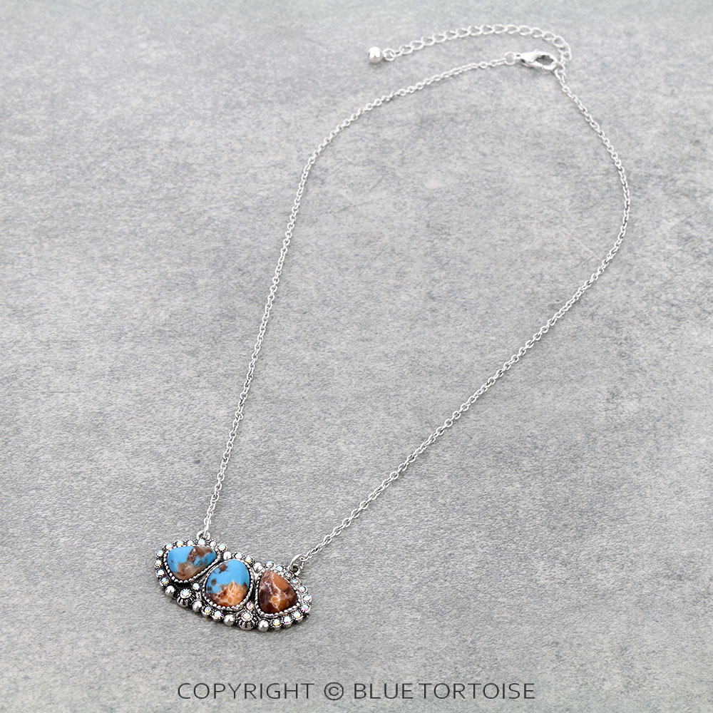 Western Hand Stone Pendant Necklace