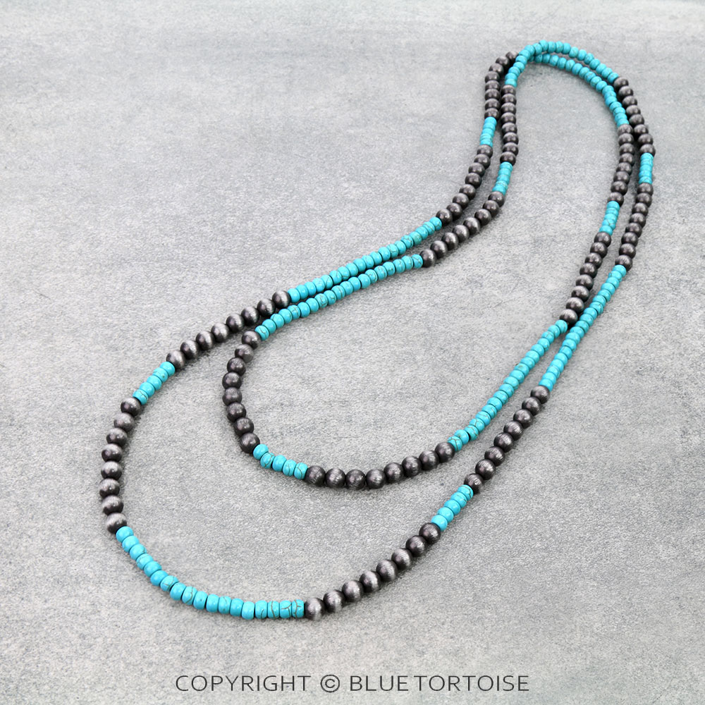 2 Layer Navajo Style Pearl & Bead Necklace