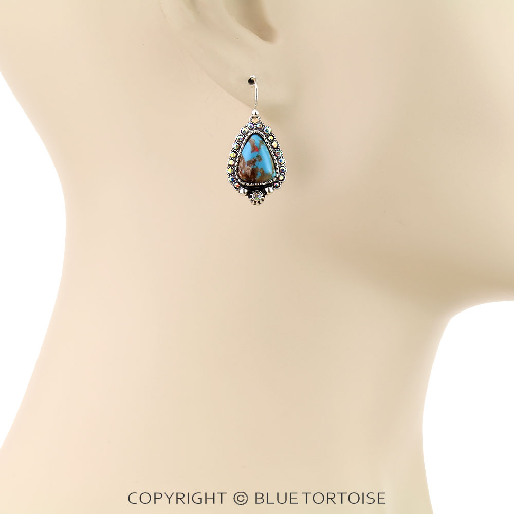 Western Hand Stone Dangle Earrings - Image 2