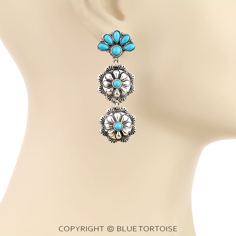 Western Concho Drop Stud Earrings - Image 2