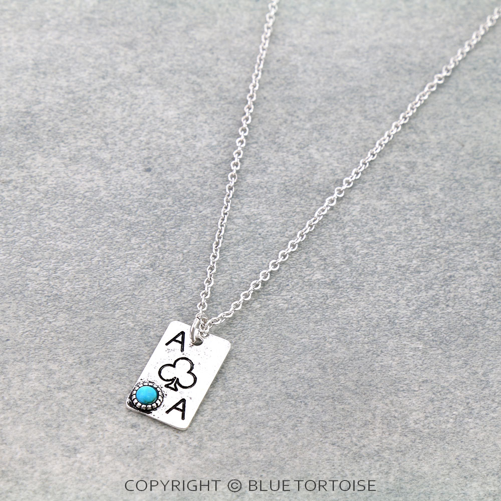 Western Ace of Clubs Pendant Necklace