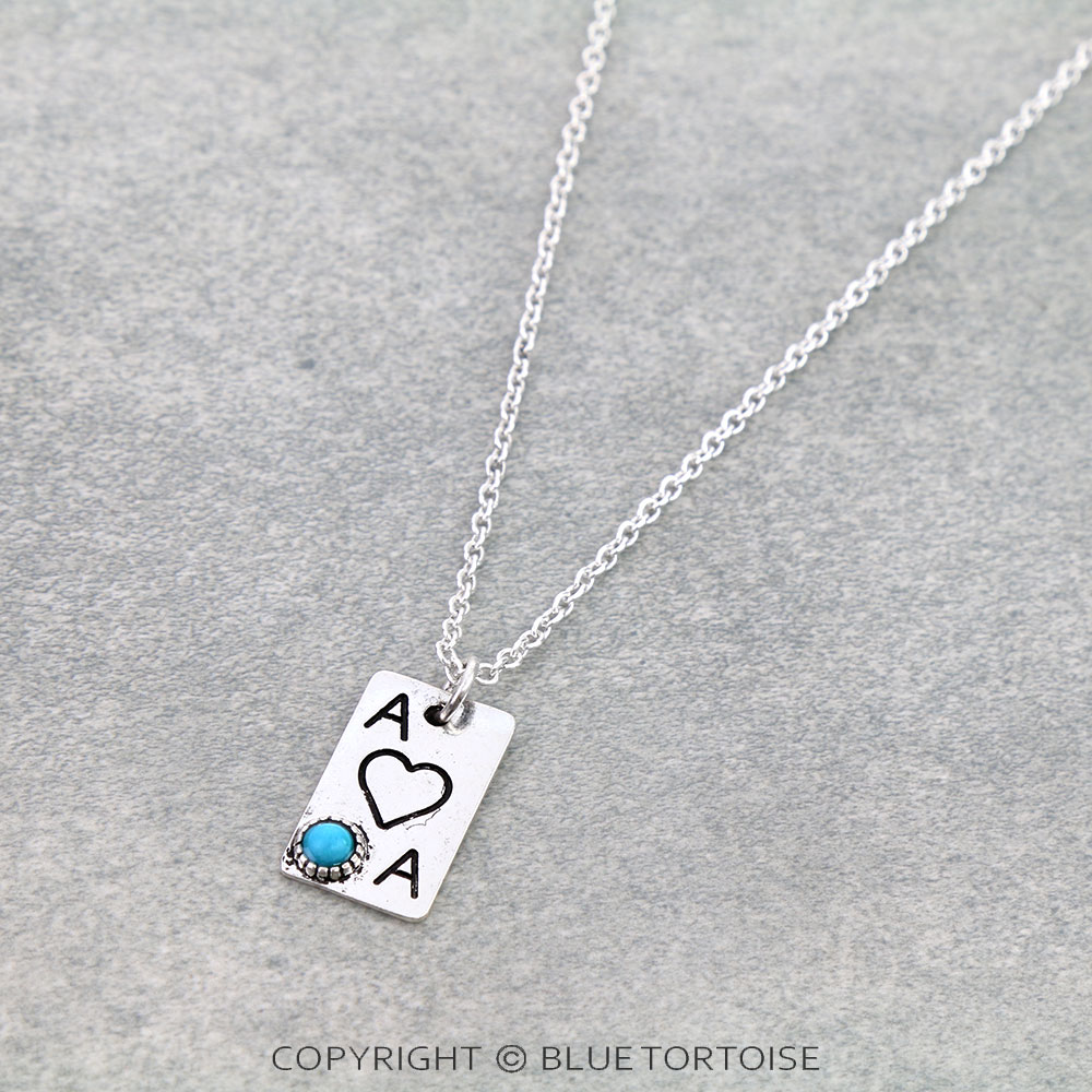 Western Ace of Hearts Pendant Necklace