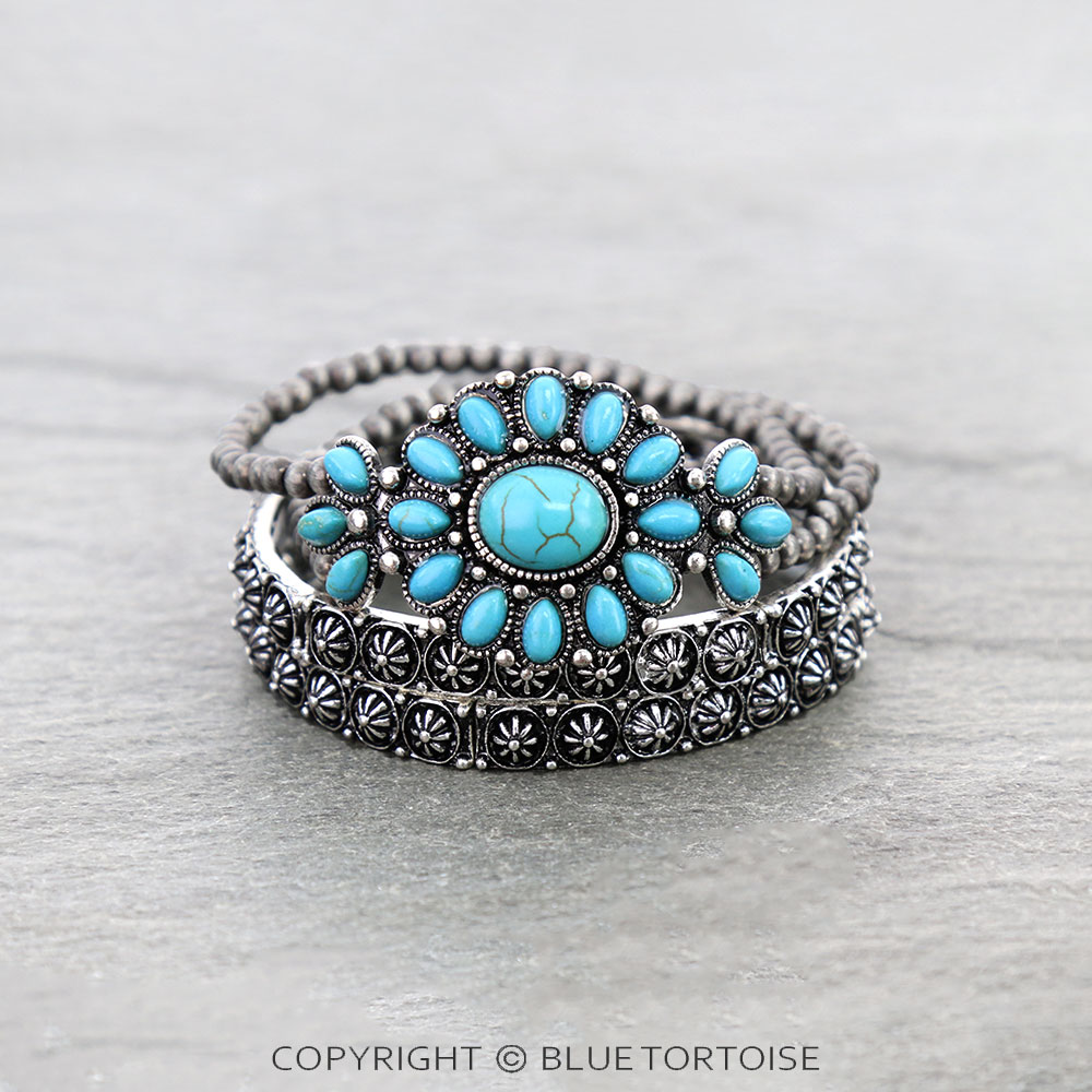 3-IN-1 Set Western Concho Stone Bracelet
