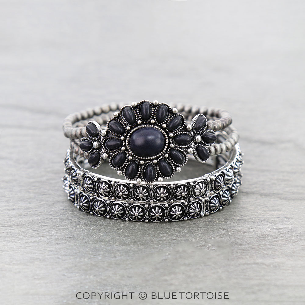 3-IN-1 Set Western Concho Stone Bracelet