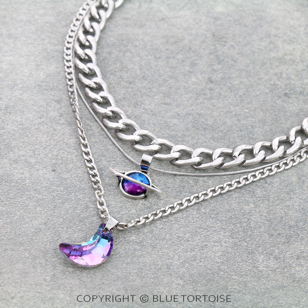 3 Layered Western Cosmic Style Pendant Necklace - Image 3