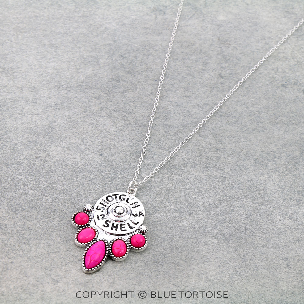 Western Shotgun Shell Coin Pendant Necklace
