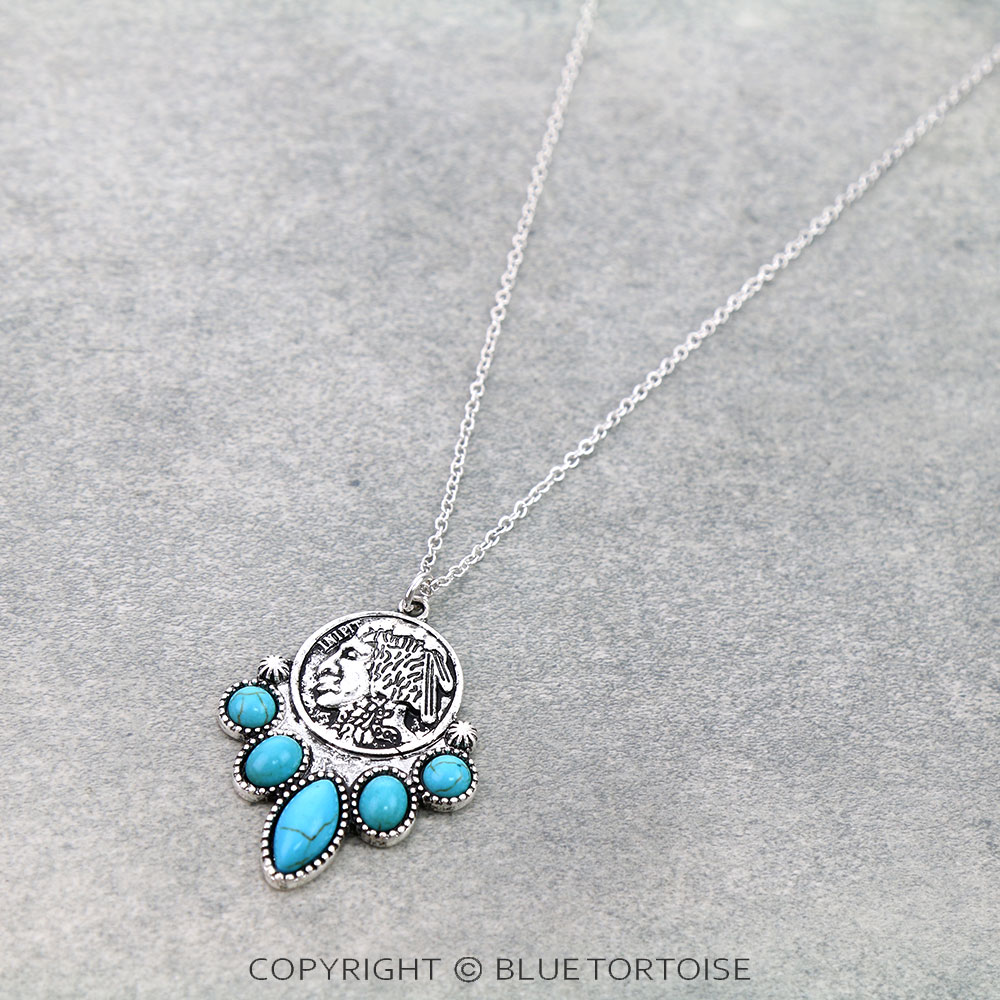Western Indian Head Coin Pendant Necklace