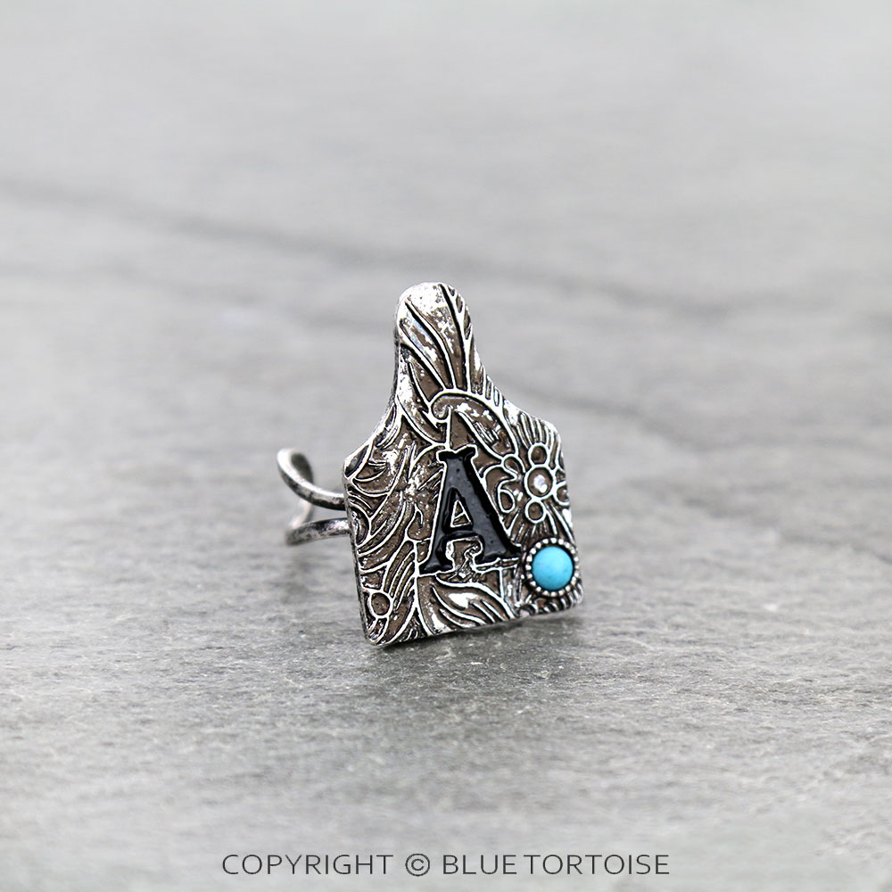 Initial "A" Ear Tag Cuff Ring