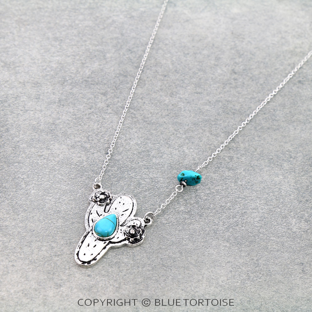 Western Cactus Pendant Necklace