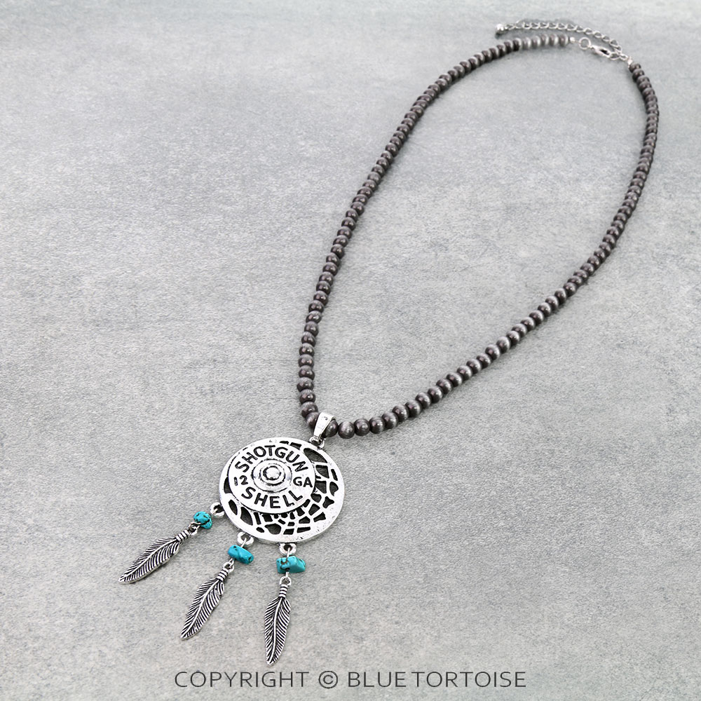Western Shotgun Shell Coin Dream Catcher Pendant Necklace - Image 4