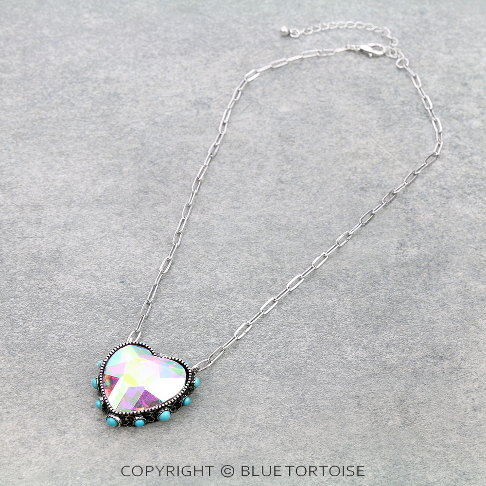 Heart Stone Pendant Necklace