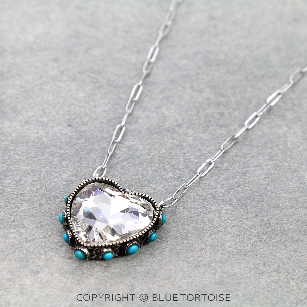Heart Stone Pendant Necklace - Image 3