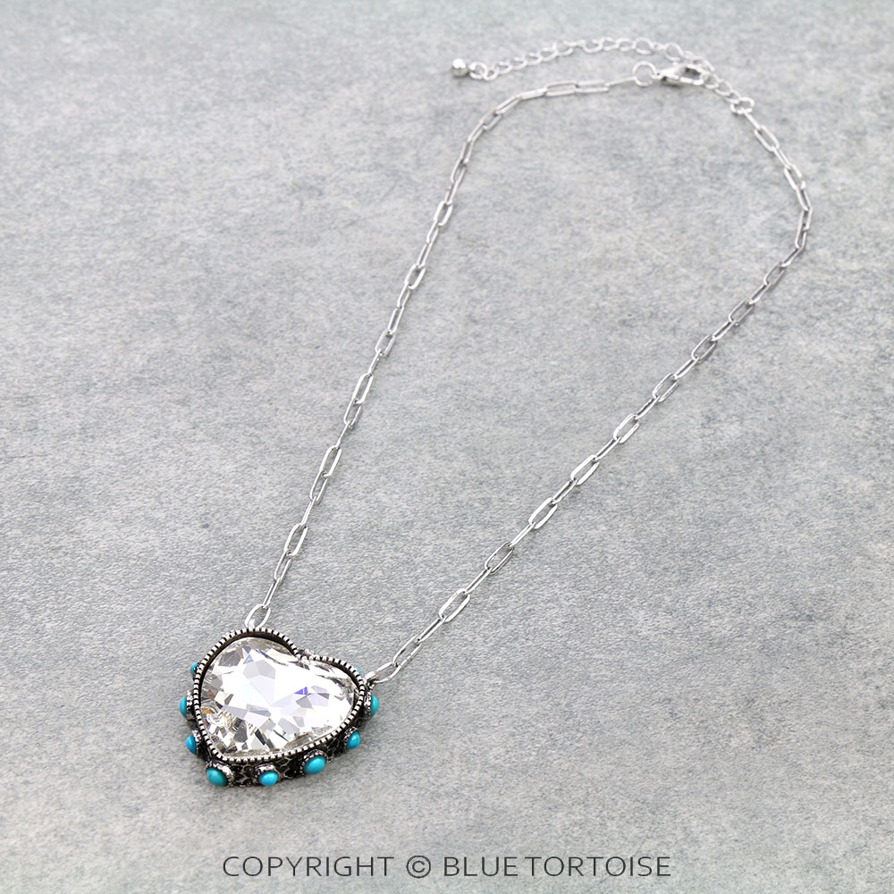 Heart Stone Pendant Necklace