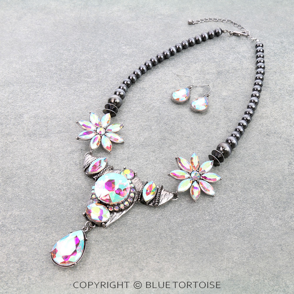 Western Cow Head Stone Necklace Set