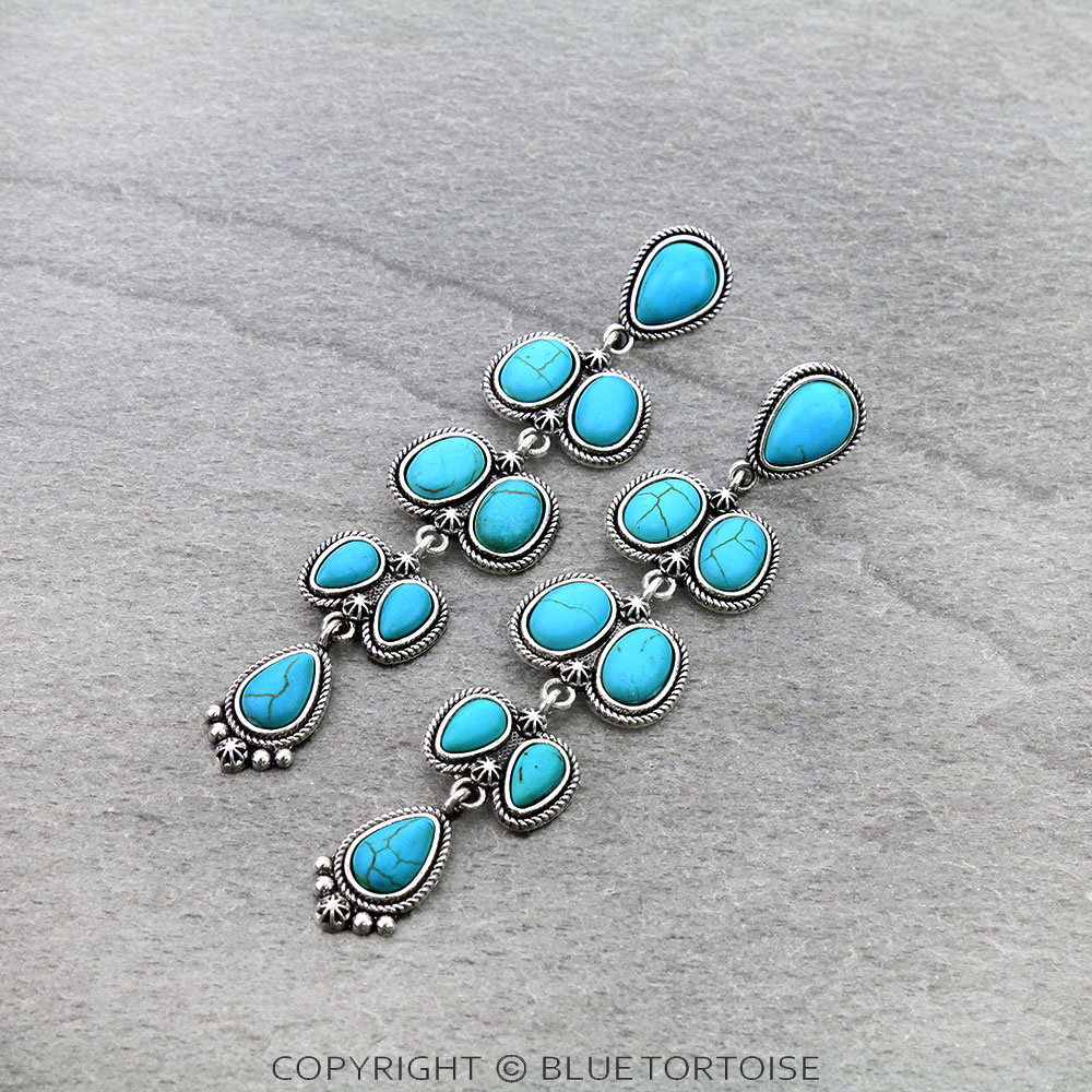Western Style Stone Drop Stud Earrings