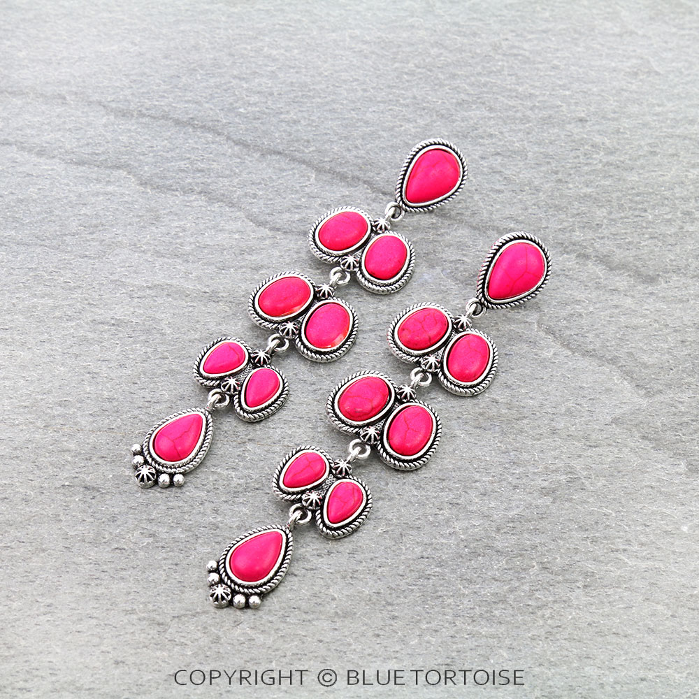 Western Style Stone Drop Stud Earrings
