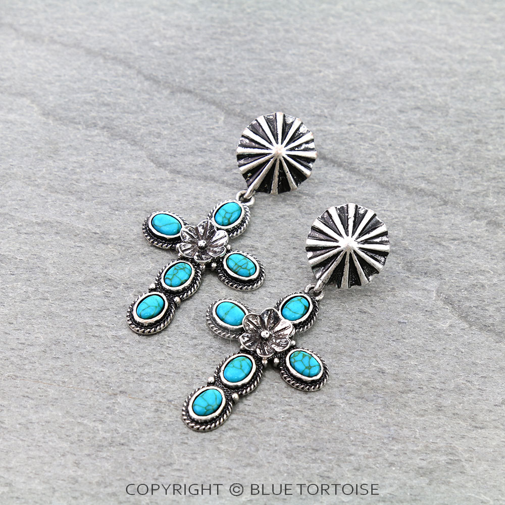 Western Flower Cross Stud Earrings