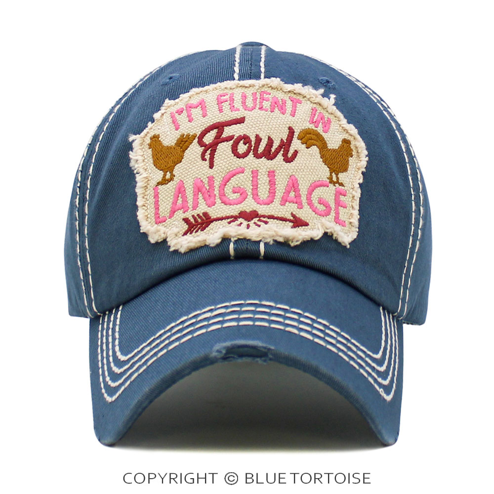 "Fowl Language" Washed Vintage Ball Cap