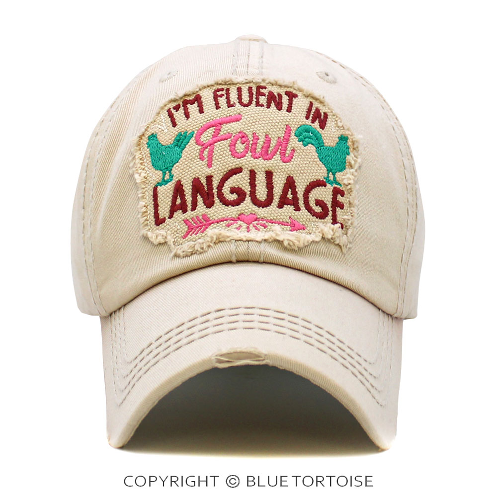 "Fowl Language" Washed Vintage Ball Cap