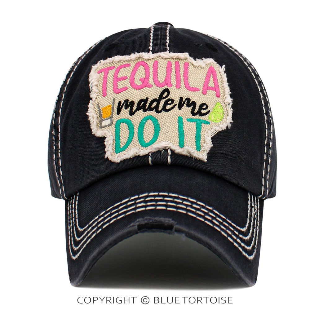 "Tequila Made Me Do It" Washed Vintage Ball Cap