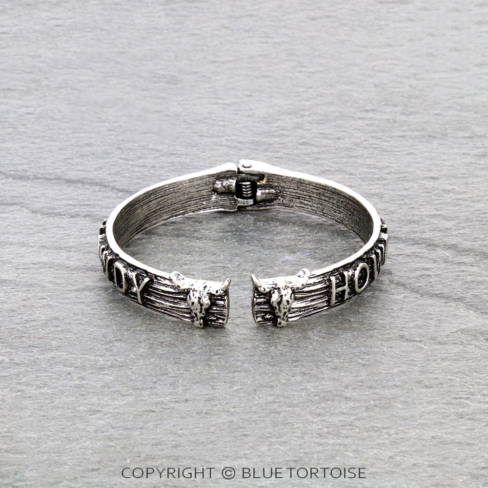 Western Steer Skull Hinge Bangle Bracelet